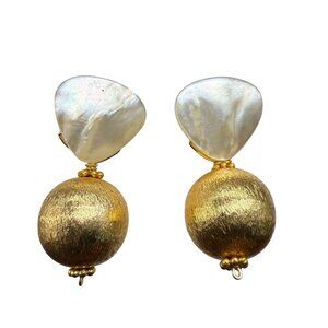 Hazen & Co Claire 22K Gold Plated Vermeil Bead Mother of Pearl Earrings